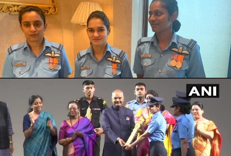 नारी शक्ति पुरस्कार से सम्मानित हुईं वायुसेना की तीन महिला पायलट ।