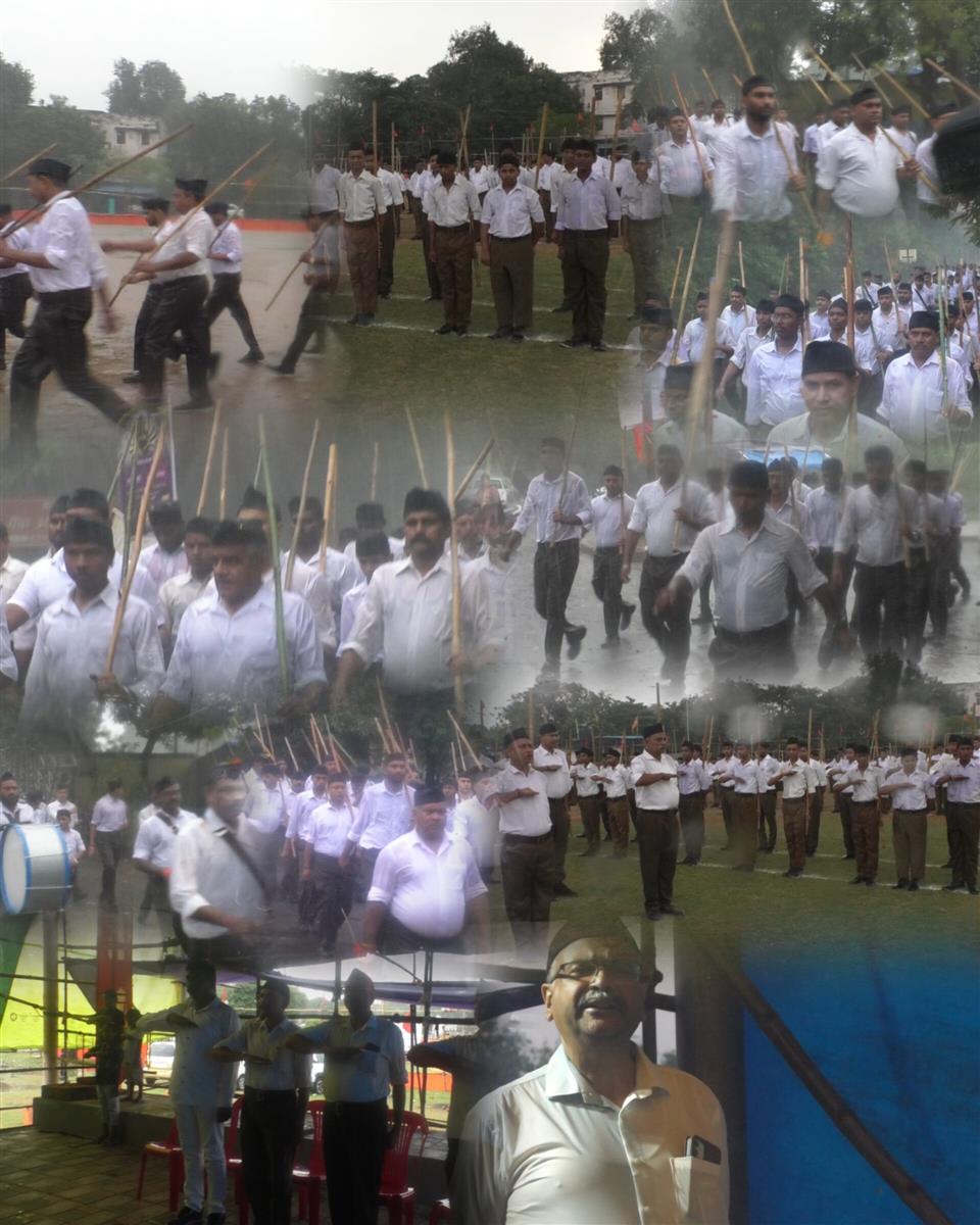 बारिश के बीच गूंजा जय श्रीराम, तीन हजार कदमो का हुआ पथ संचलन
