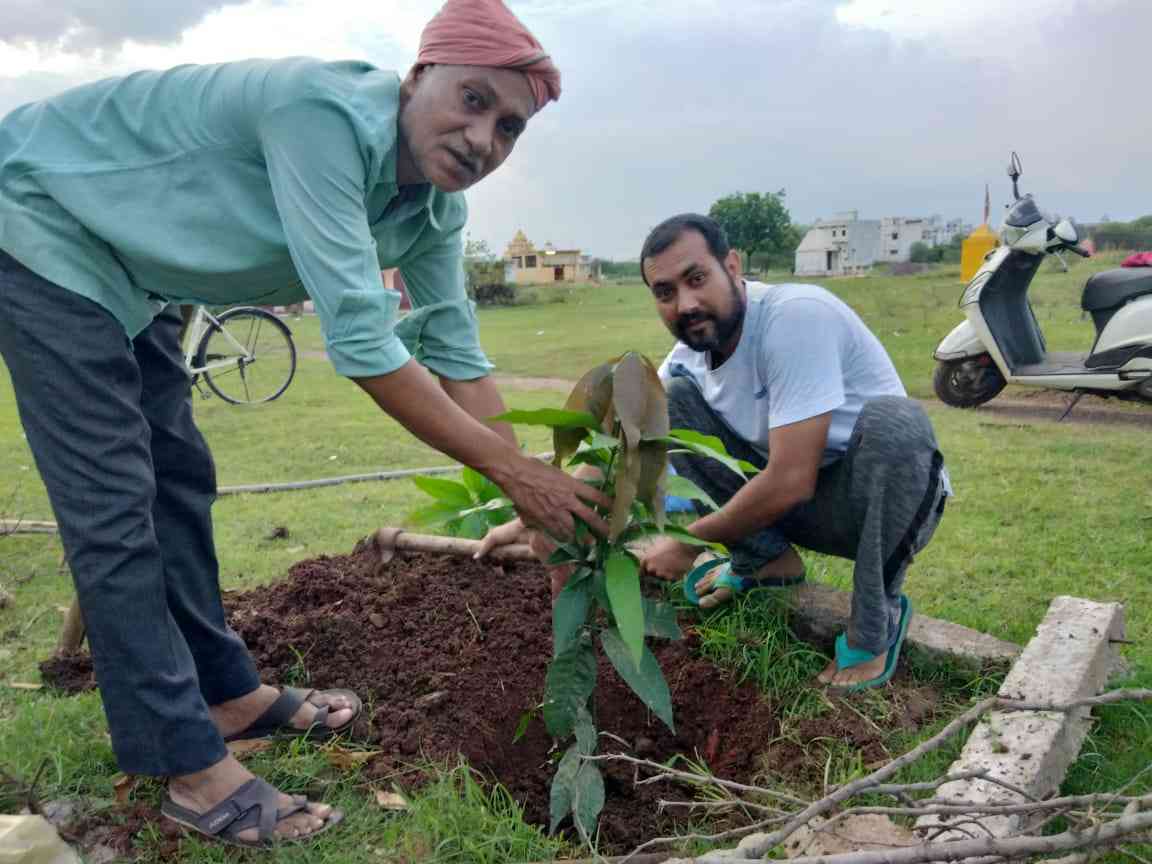 ओझा परिवार ने दिया सामाजिक सरोकार का परिचय, पूर्वजो की याद किया पौधरोपण।