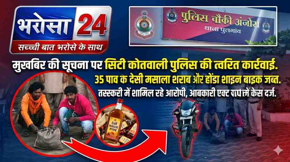 दुर्ग में अवैध शराब पर पुलिस का शिकंजा: 2 आरोपी गिरफ्तार, 35 पाव देसी शराब और बाइक जब्त