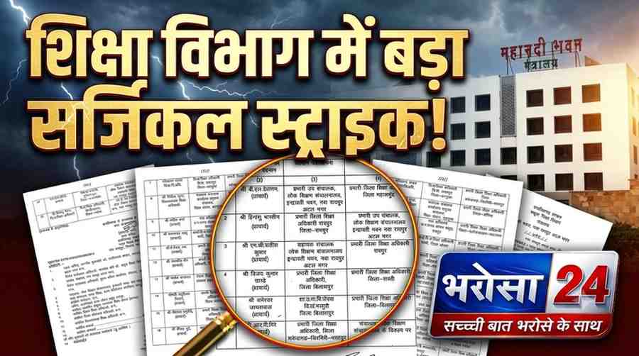 छत्तीसगढ़ शिक्षा विभाग में बड़ा सर्जिकल स्ट्राइक | 28 अधिकारियों का तबादला | रायपुर समेत कई जिलों में बदले DEO