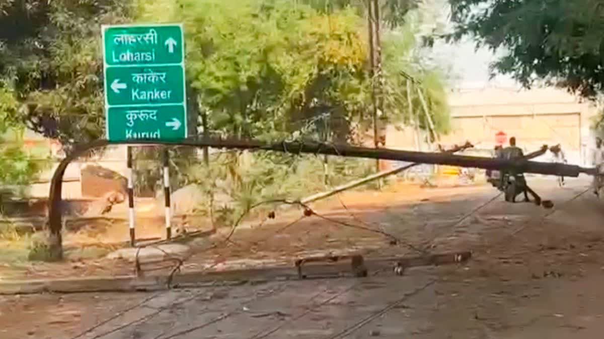 धमतरी में तेज आंधी-तूफान का कहर: पेड़ गिरे, बिजली खंभे टूटे, जनजीवन प्रभावित