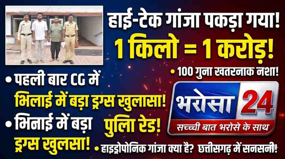छत्तीसगढ़ में पहली बार ‘हाइड्रोपोनिक गांजा’ पकड़ा गया, 1 किलो की कीमत करोड़ों में!  विदेशी हाई-टेक गांजा भिलाई में पकड़ा गया, 100 गुना ज्यादा असरदार बताया जा रहा